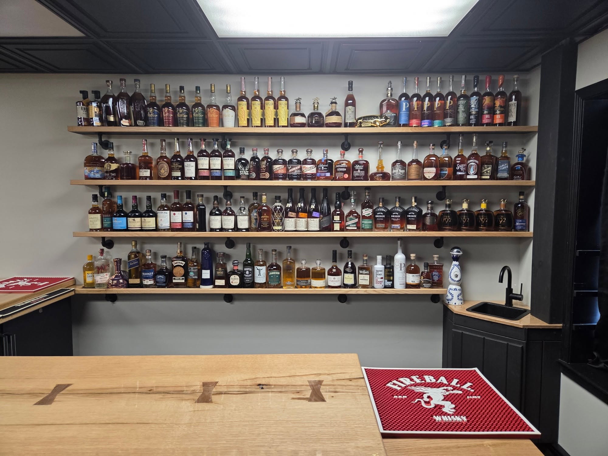 Bar selection at the Bay Party Store tasting lounge