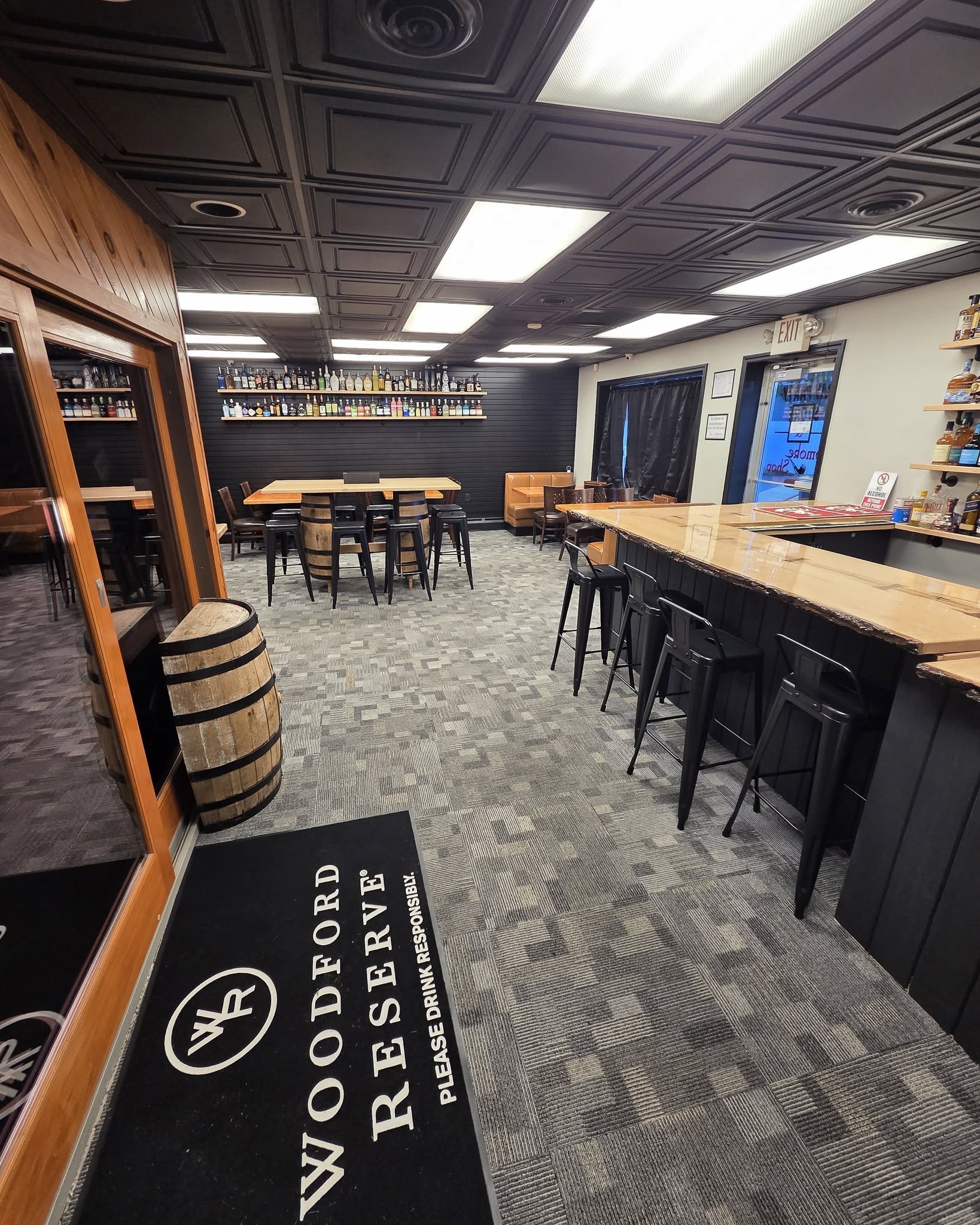 Warm interior of the Bay Party Store tasting lounge